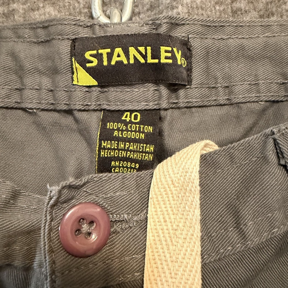 Stanley Mens 40 Green Cotton Twill Cargo Work Shorts Utility Rugged Pockets FLAW - Picture 2 of 12